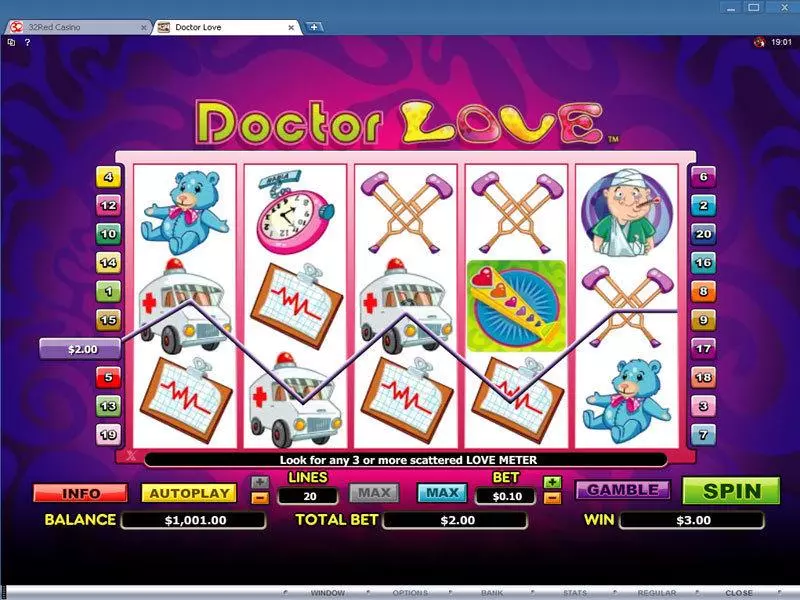 Doctor Love Microgaming Slots - Main Screen Reels