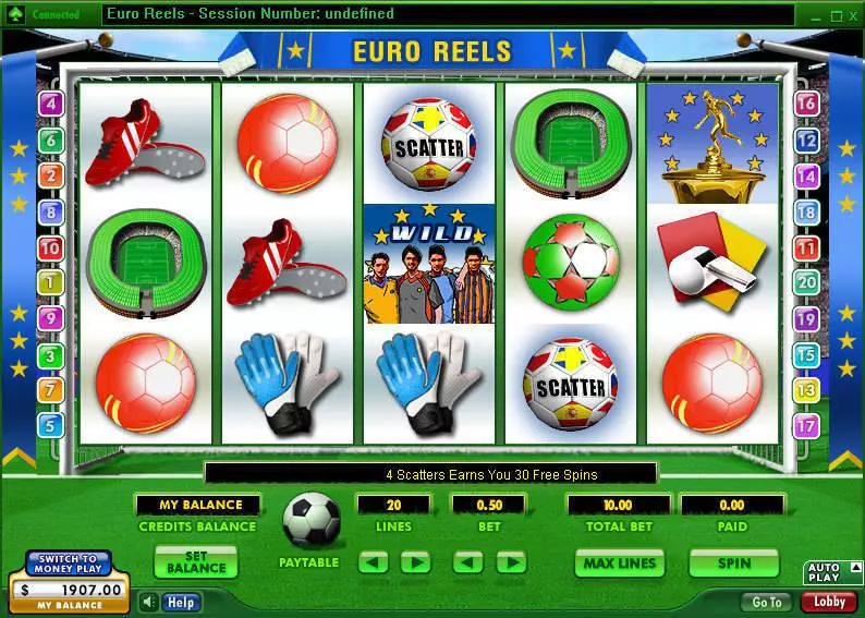 Euro Reels 888 Slots - Main Screen Reels