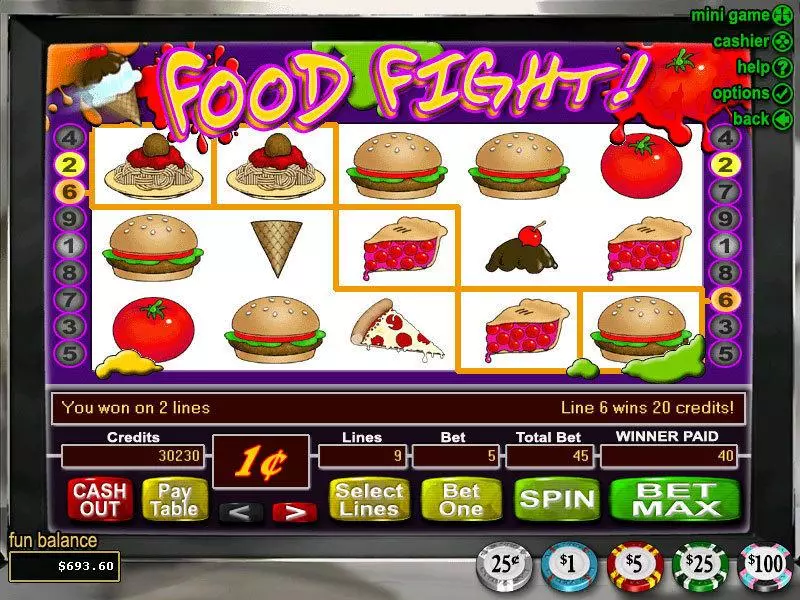 Food Fight RTG Slots - Main Screen Reels