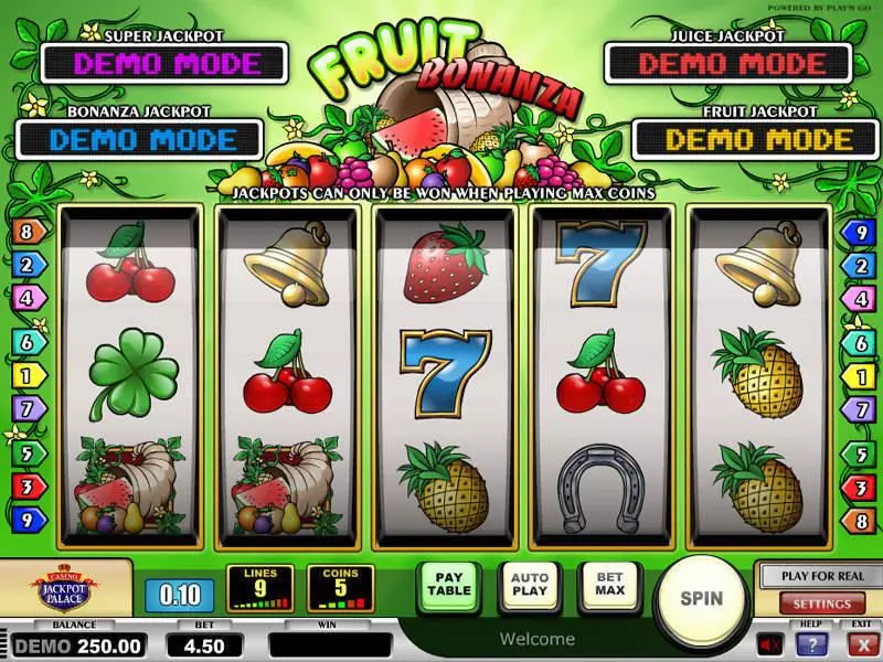Fruit Bonanza Play'n GO Slots - Main Screen Reels