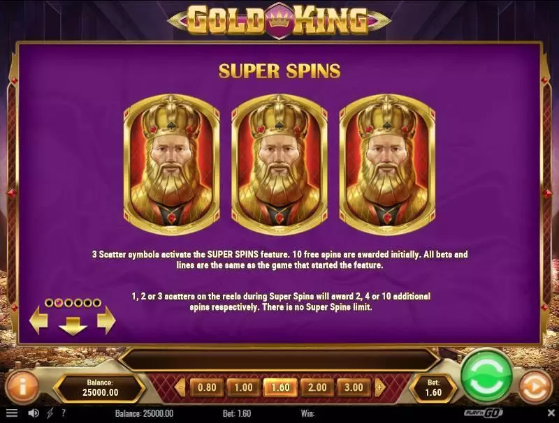 Gold King Play'n GO Slots - Free Spins Feature