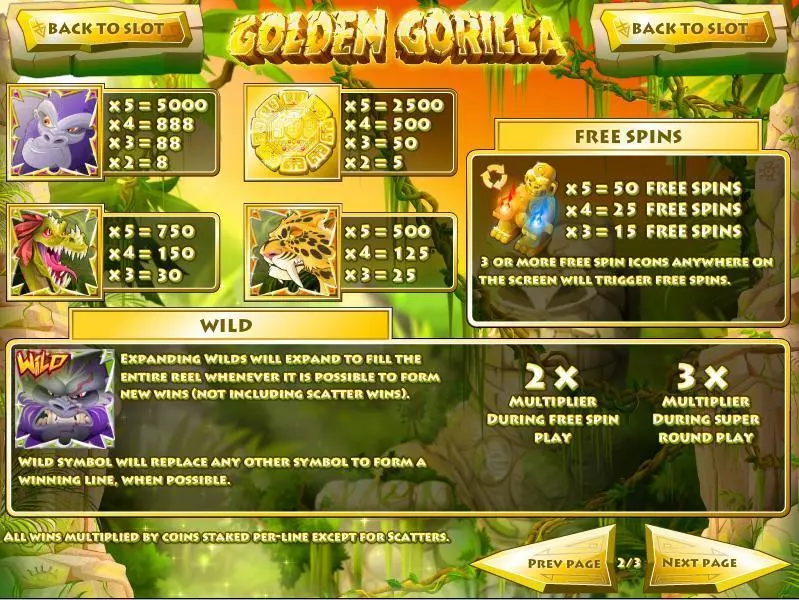 Golden Gorilla Rival Slots - Info and Rules