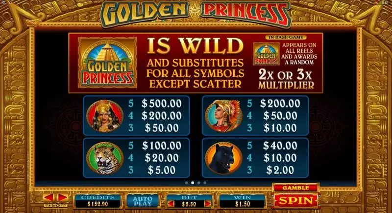Golden Princess Microgaming Slots - Info and Rules