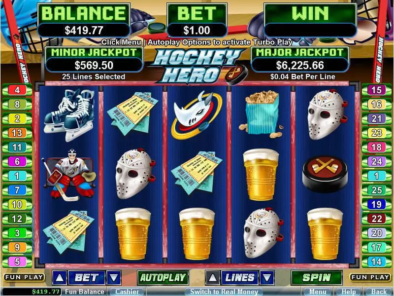 Hockey Hero RTG Slots - Main Screen Reels