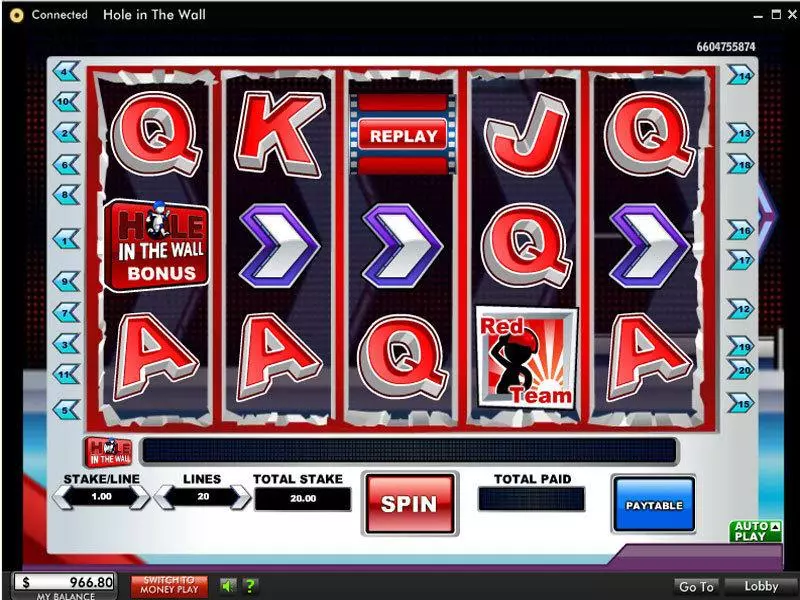 Hole In The Wall 888 Slots - Main Screen Reels