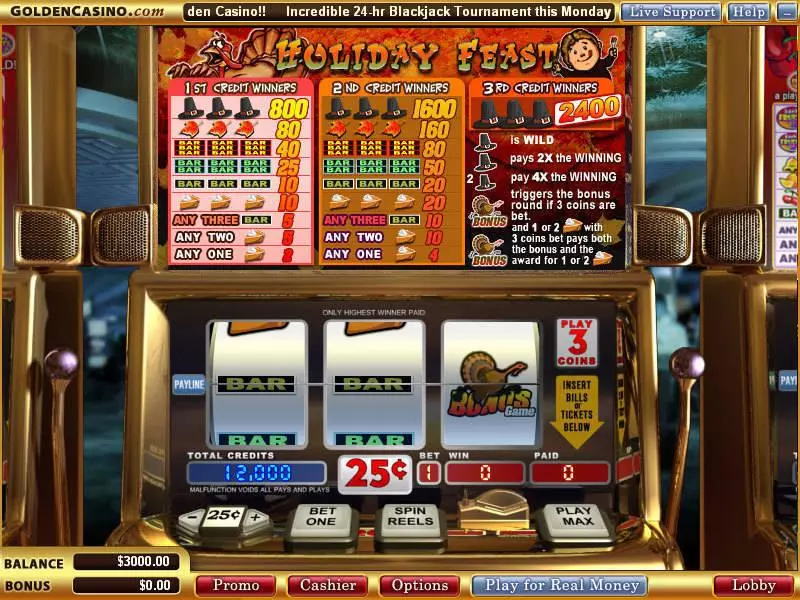 Holiday Feast Vegas Technology Slots - Main Screen Reels