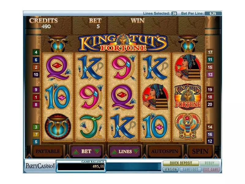 King Tut's Fortune bwin.party Slots - Main Screen Reels