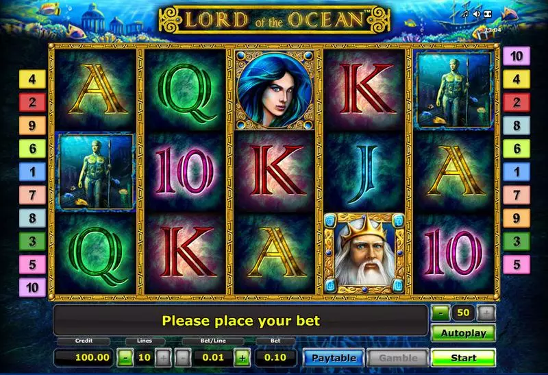 Lord of the Ocean Novomatic Slots - Main Screen Reels