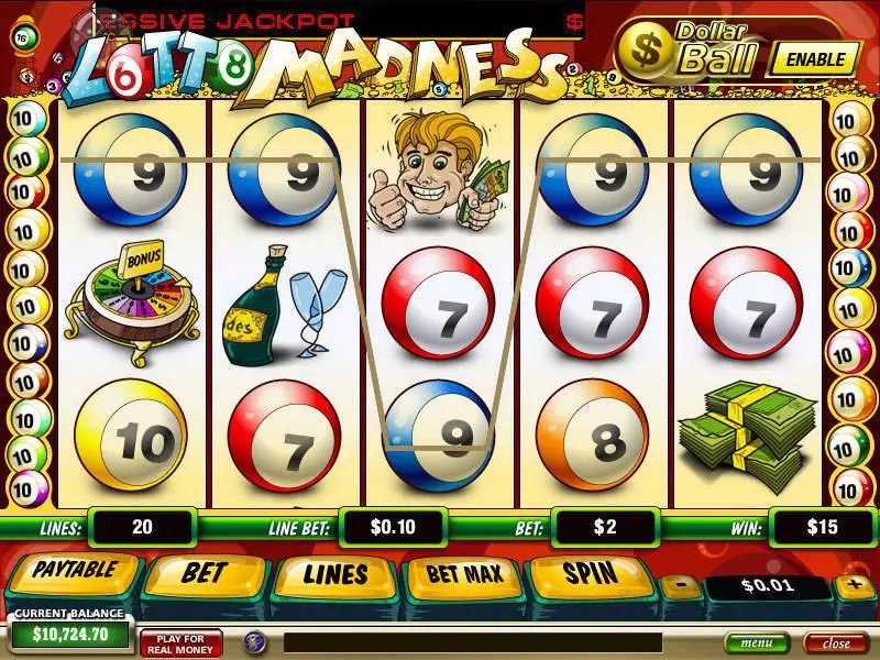 Lotto Madness PlayTech Slots - Main Screen Reels