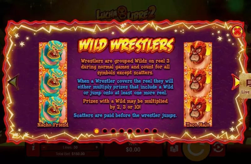 Lucha Libre 2 RTG Slots - Stacked Wilds Info