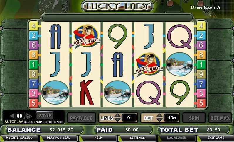 Lucky Lady CryptoLogic Slots - Main Screen Reels