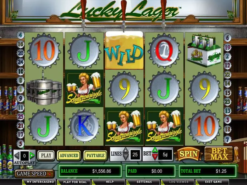 Lucky Lager CryptoLogic Slots - Main Screen Reels