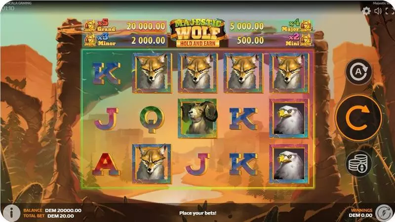 Majestic Wolf Mancala Gaming Slots - Main Screen Reels