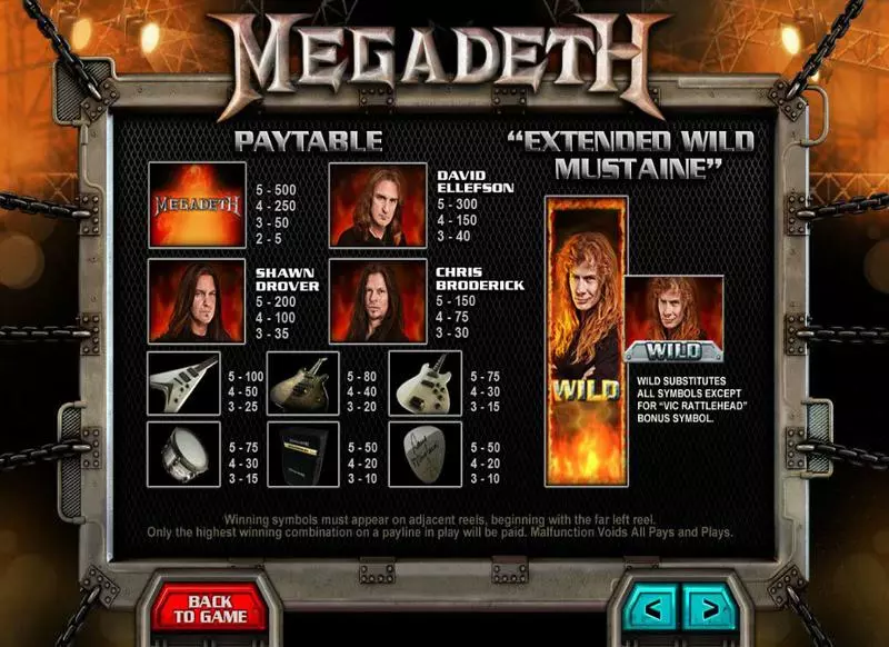 Megadeth Leander Games Slots - Info and Rules
