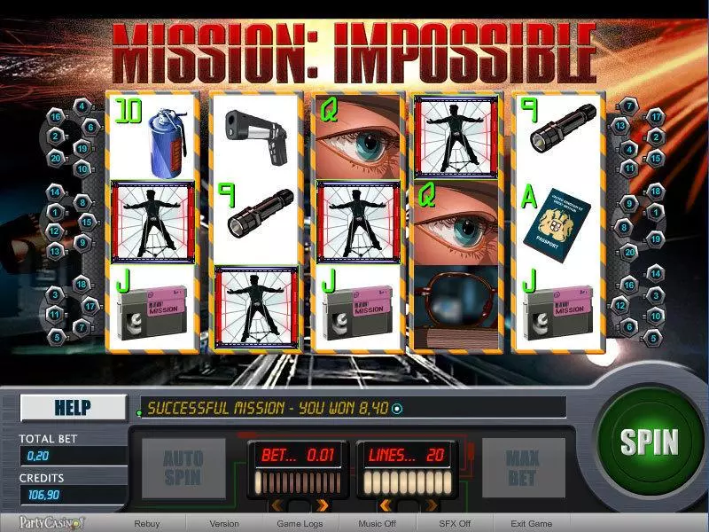 Mission Impossible bwin.party Slots - Main Screen Reels