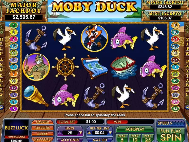 Moby Duck NuWorks Slots - Main Screen Reels