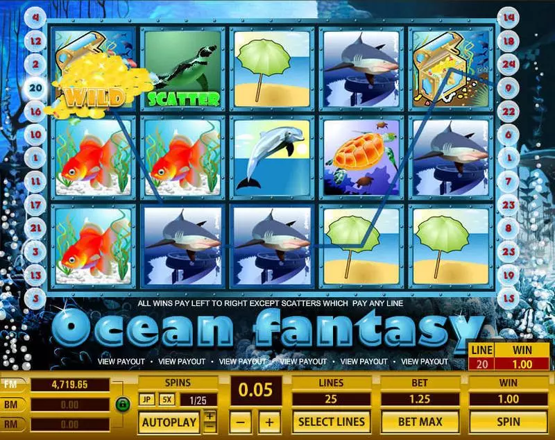 Ocean Fantasy Topgame Slots - Main Screen Reels
