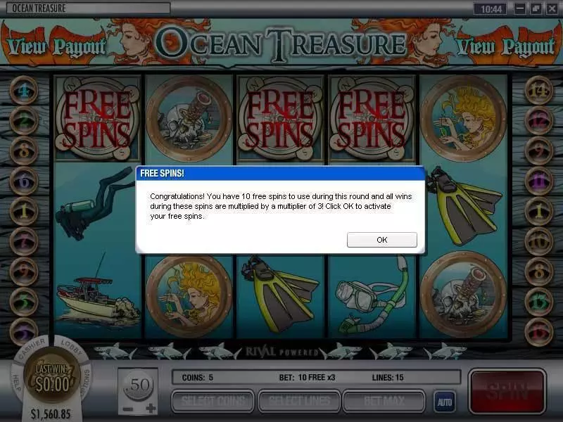 Ocean Treasure Rival Slots - Bonus 1