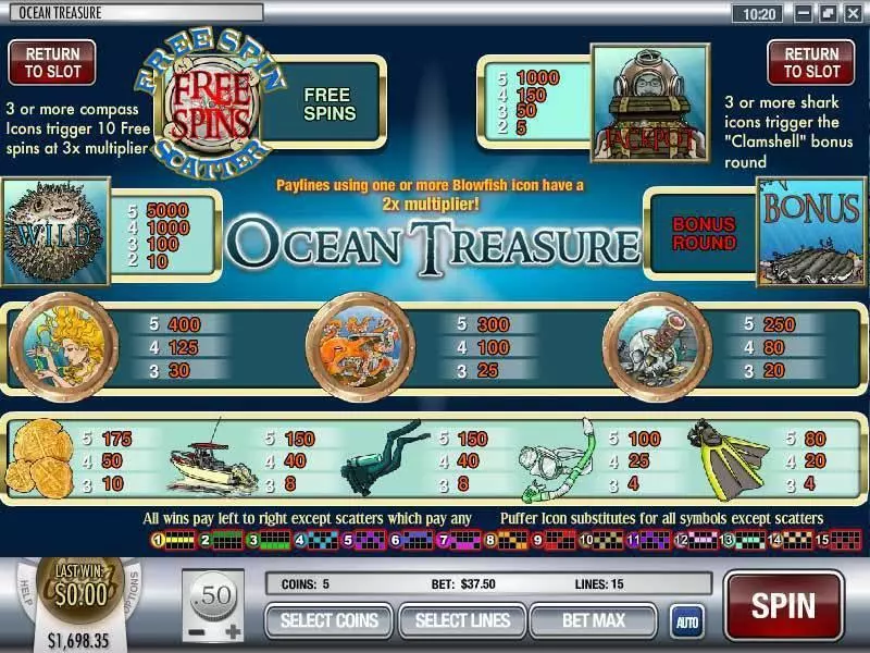 Ocean Treasure Rival Slots - Info and Rules