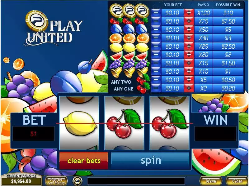 Play United PlayTech Slots - Main Screen Reels