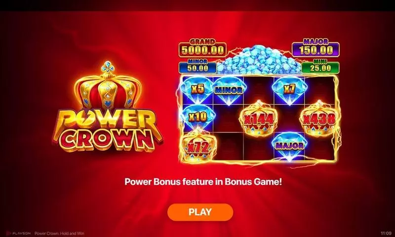 Power Crown Hold And Win Playson Slots - Introduction Screen