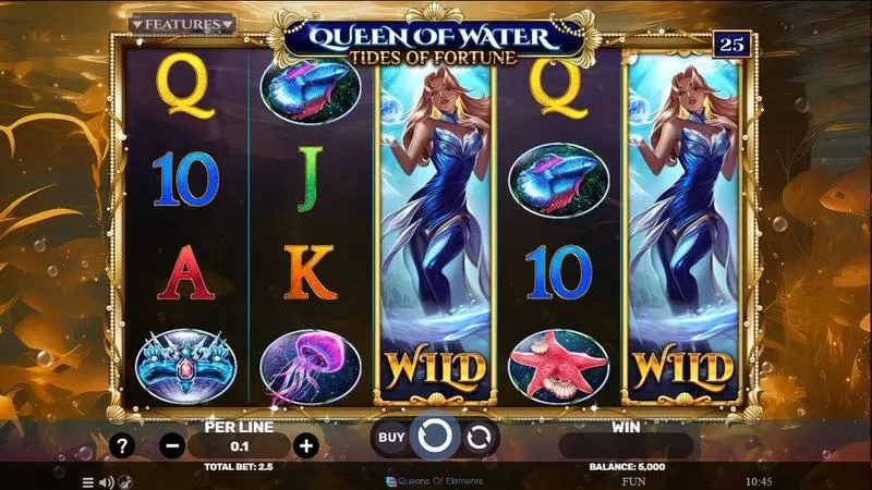 Queen Of Water – Tides Of Fortune Spinomenal Slots - Main Screen Reels