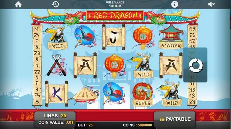 Red Dragon 1x2 Gaming Slots - Main Screen Reels