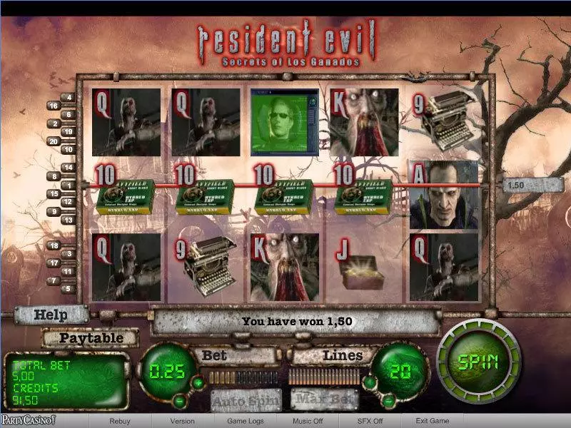 Resident Evil bwin.party Slots - Main Screen Reels