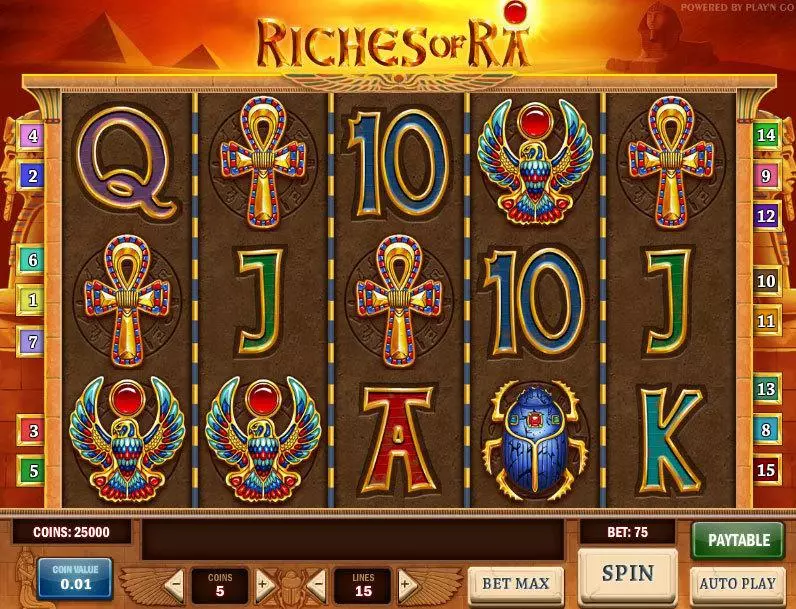 Riches of Ra Play'n GO Slots - Main Screen Reels