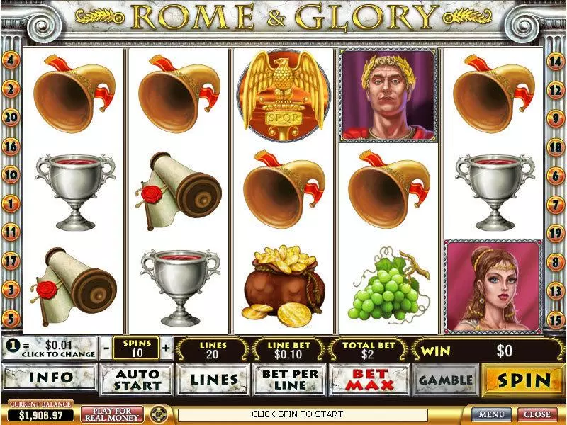 Rome and Glory PlayTech Slots - Main Screen Reels