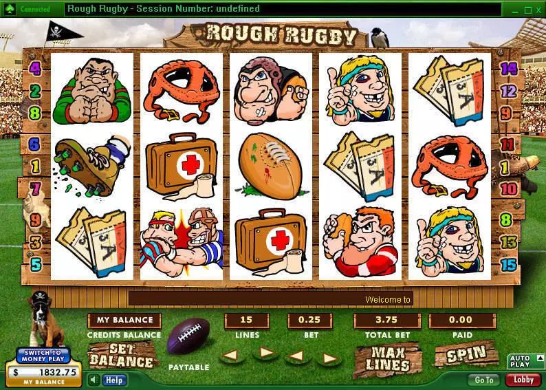 Rough Rugby 888 Slots - Main Screen Reels