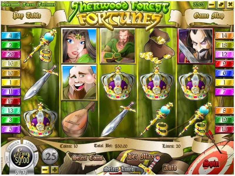 Sherwood Forest Fortunes Rival Slots - Main Screen Reels