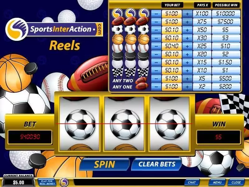 Sports InterAction Reels PlayTech Slots - Main Screen Reels