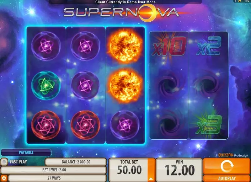 Supernova Quickspin Slots - Main Screen Reels