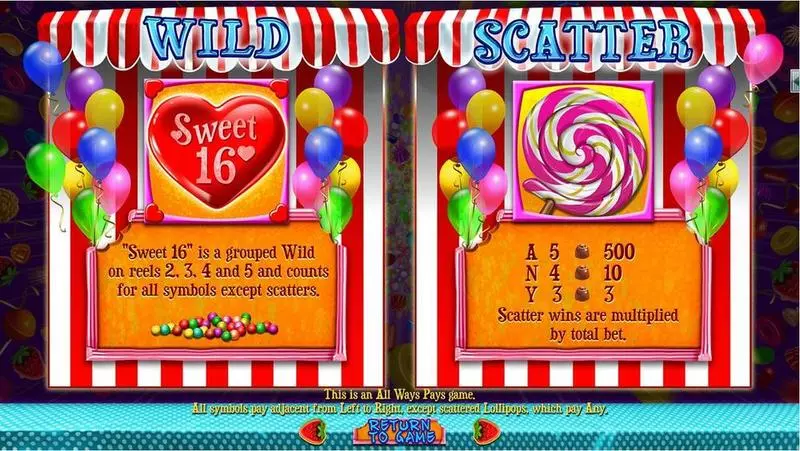 Sweet 16 RTG Slots - Info and Rules