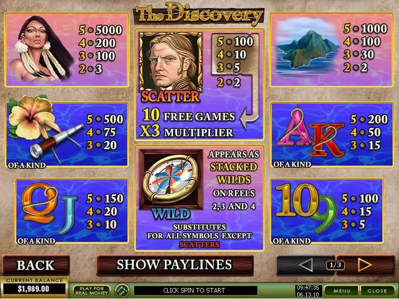 The Discovery PlayTech Slots - Info and Rules
