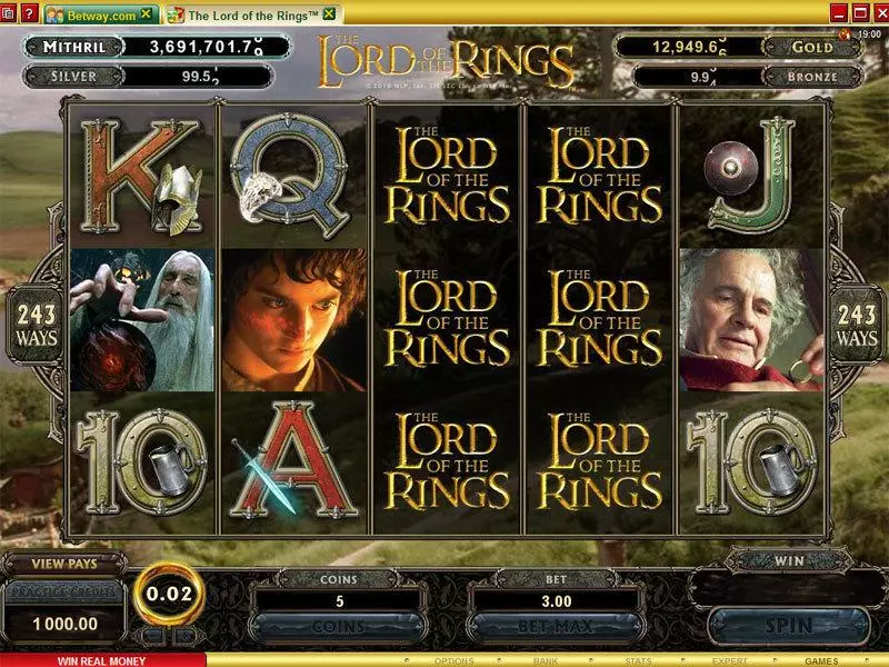 The Lord of the Rings Microgaming Slots - Main Screen Reels