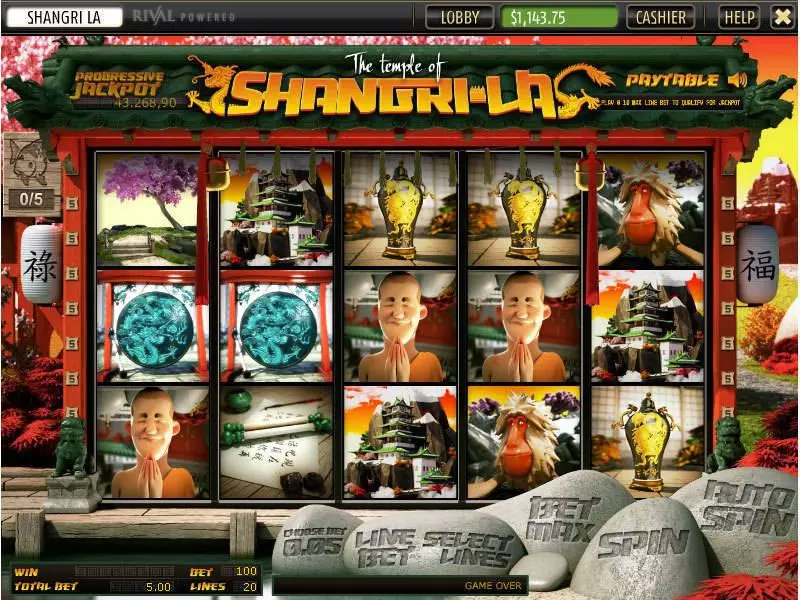 The Temple of Shangri-La Sheriff Gaming Slots - Main Screen Reels