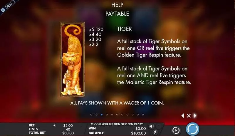 Tiger Temple Genesis Slots - Info and Rules