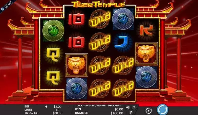 Tiger Temple Genesis Slots - Main Screen Reels