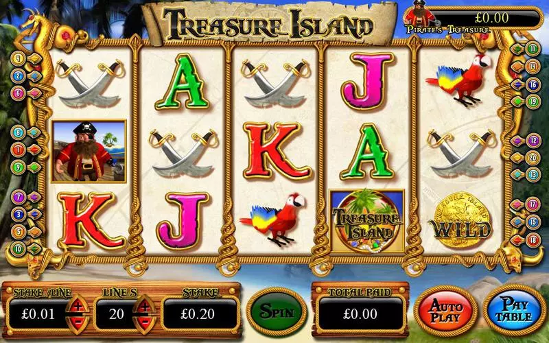 Treasure Island Inspired Slots - Main Screen Reels