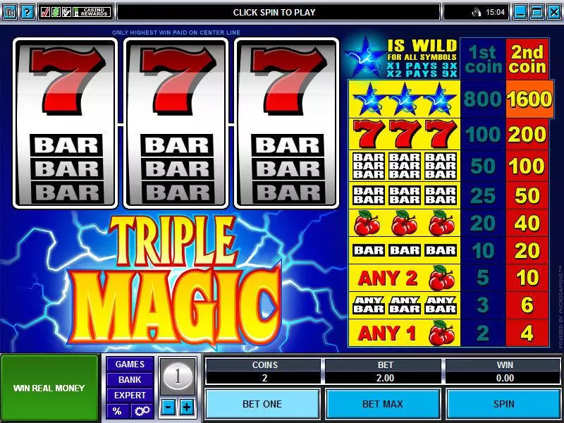 Triple Magic Mini Microgaming Slots - Main Screen Reels