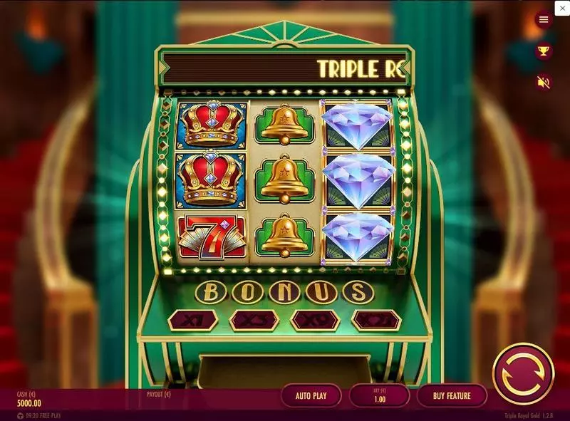 Triple Royal Gold Thunderkick Slots - Main Screen Reels