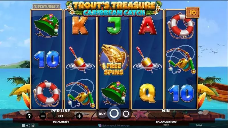 Trout’s Treasure – Caribbean Catch Spinomenal Slots - Main Screen Reels