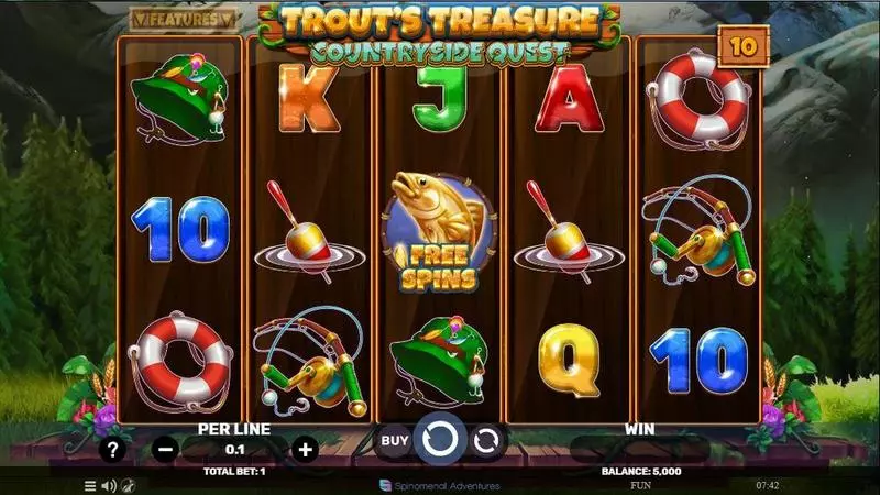 Trout’s Treasure – Countryside Quest Spinomenal Slots - Main Screen Reels