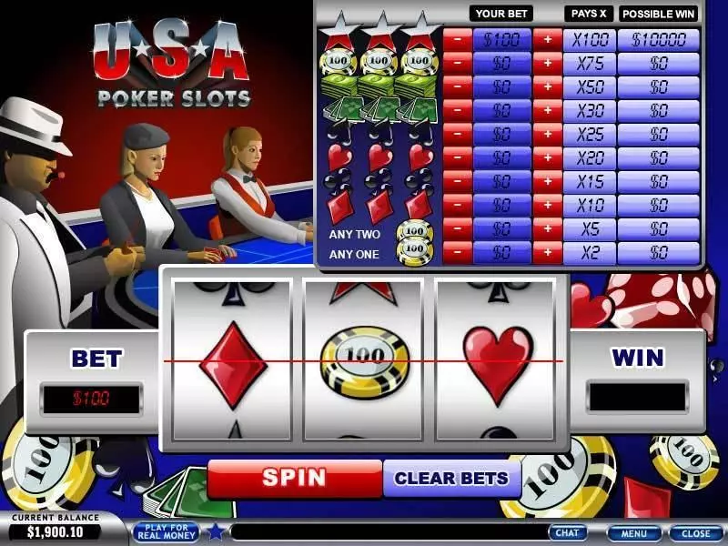 USA Poker PlayTech Slots - Main Screen Reels