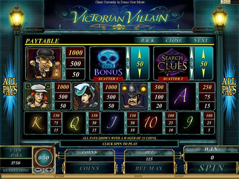 Victorian Villain Genesis Slots - Info and Rules