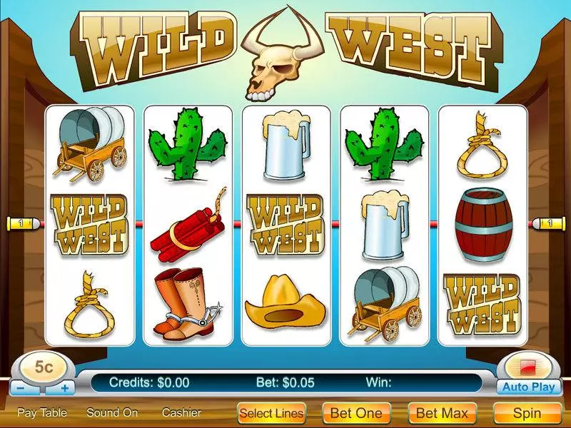 Wild West 5-reel Byworth Slots - Main Screen Reels