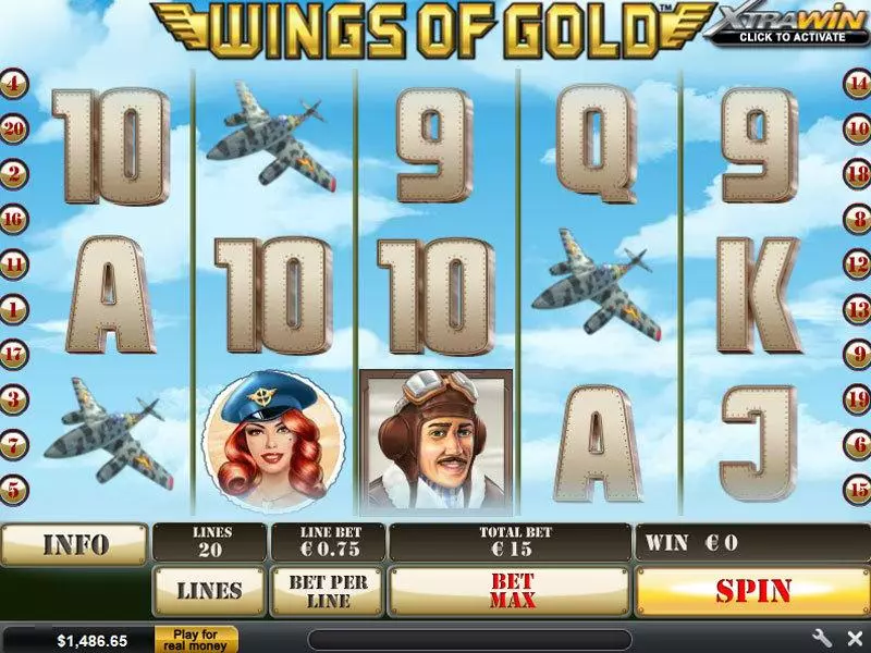 Wings of Gold PlayTech Slots - Main Screen Reels