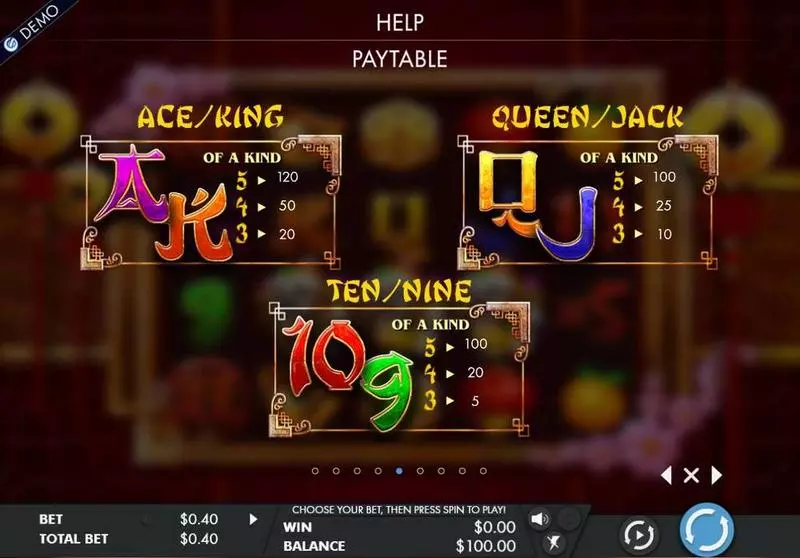 Year of the dog Genesis Slots - Paytable